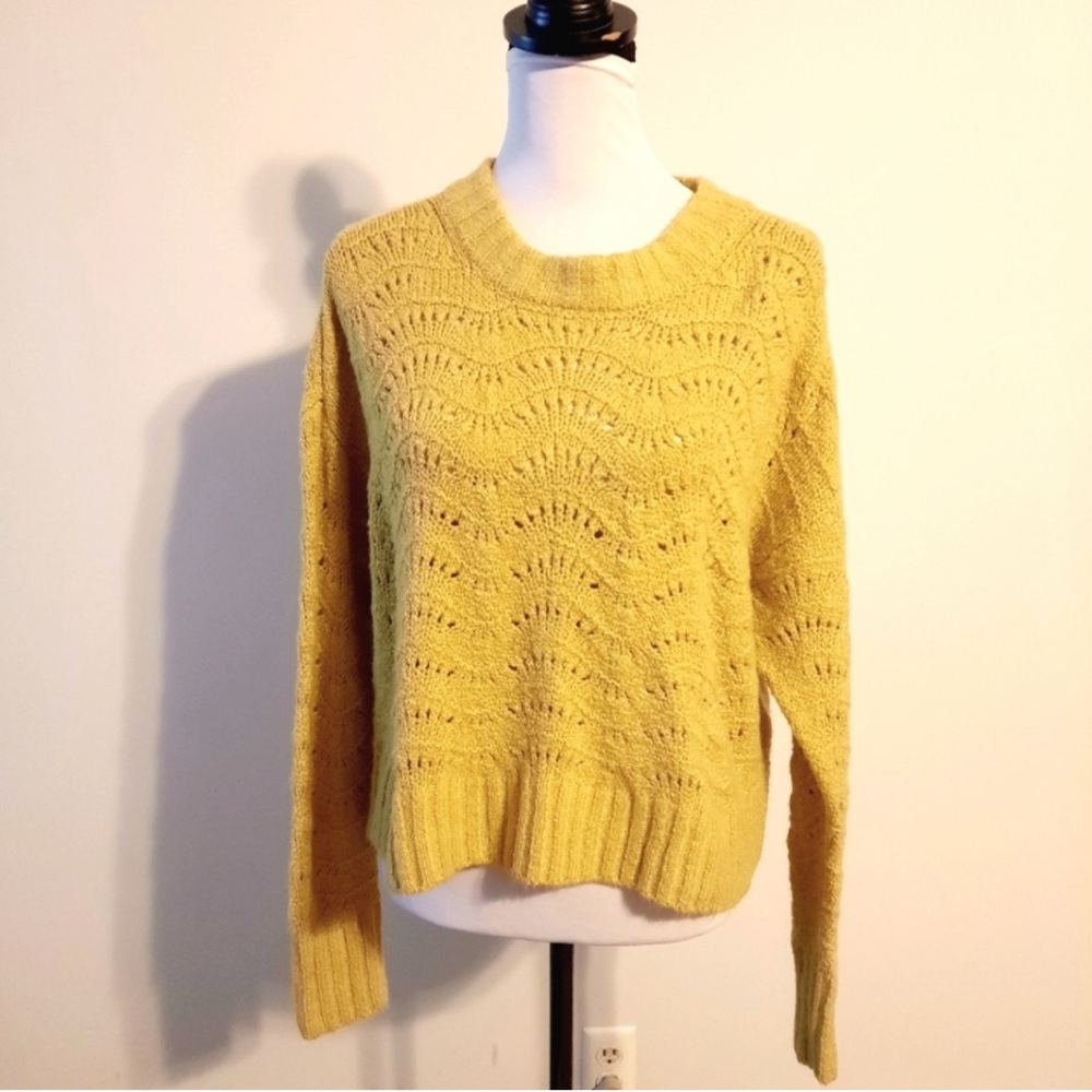 American Eagle Outfitters Yellow Gold Crew Neck Sweater